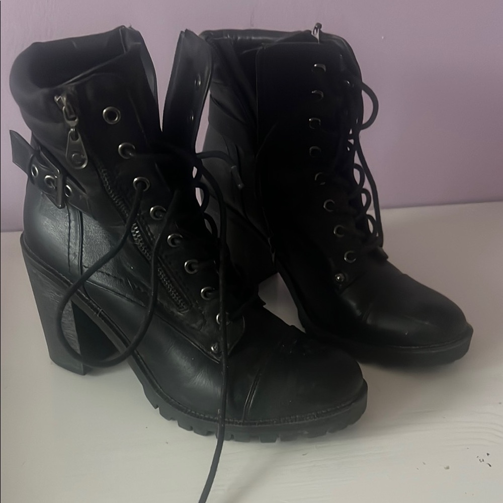 Women's Black Lace-Up Ankle Boots